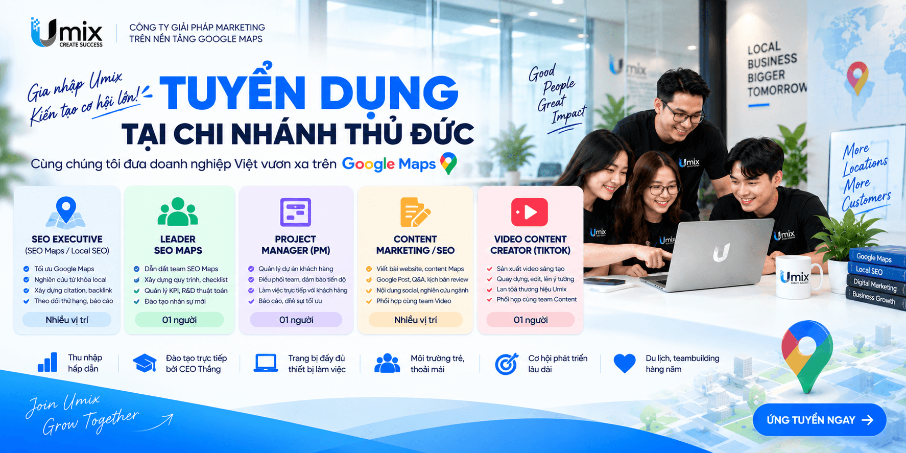 Umix tuyển dụng nhiều vị trí làm việc tại chi nhánhThủ Đức